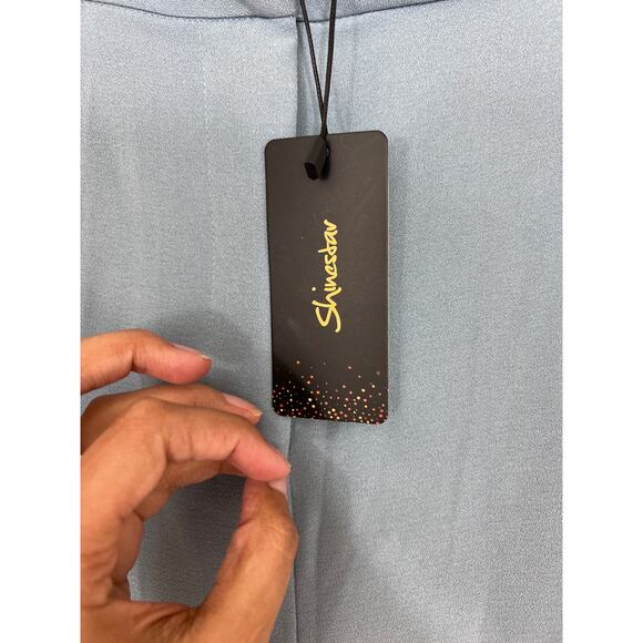 Shinestar Light Blue Pleated Wide Leg Trousers Pants NWT Size M - Picture 8 of 8